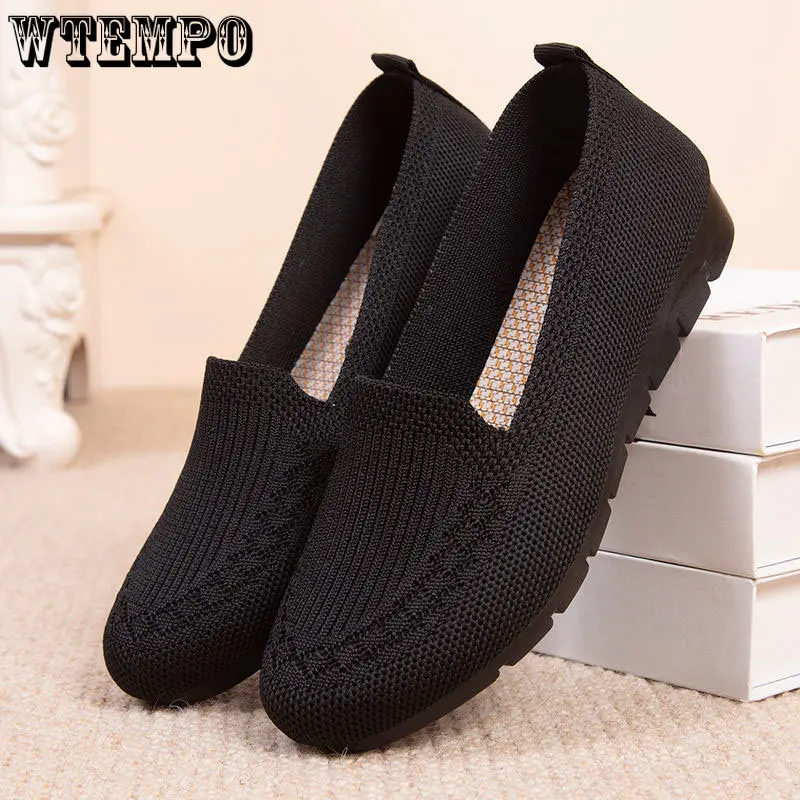 WTEMPO Women Summer Mesh Breathable Flat Shoes Ladies Comfort Light Sneaker Casual Slip on Loafers Spring Summer Wholesale