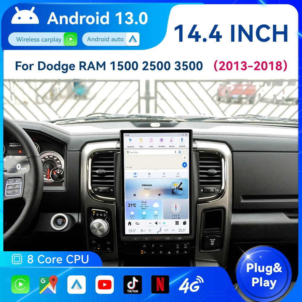 Автомагнитола 14 4 дюйма для Dodge RAM 1500 2500 3500-2013 мультимедийный плеер на Android стерео