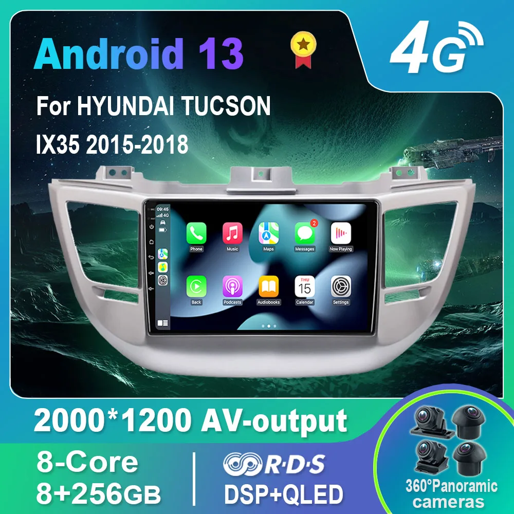 

Автомобильный радиоприемник/Мультимедийный видеоплеер Android 13,0 для HYUNDAI TUCSON IX35 2015-2018 GPS QLED Carplay DSP 4G WiFi Bluetooth