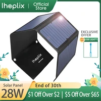 ihoplix 28w foldable portable solar charger with qc 3 0 quick charging 3 usb port for cell phone iphone ipad samsung tablet