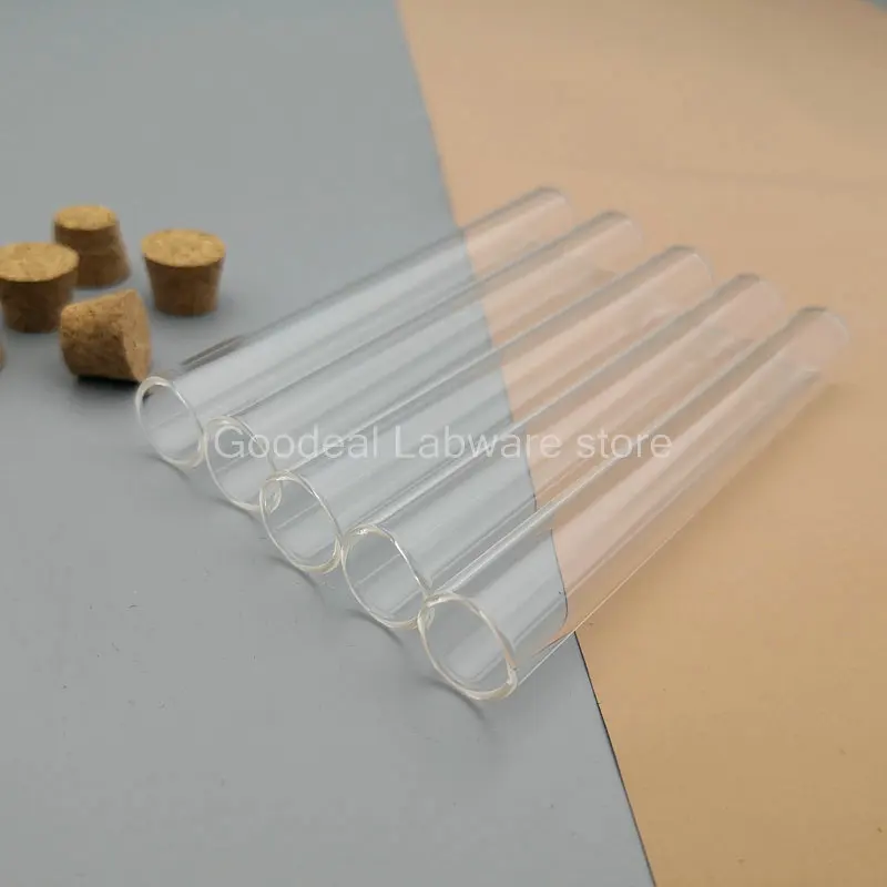 Лабораторные пробирки из стекла толщиной 13x100 мм с плоским дном и пробковыми