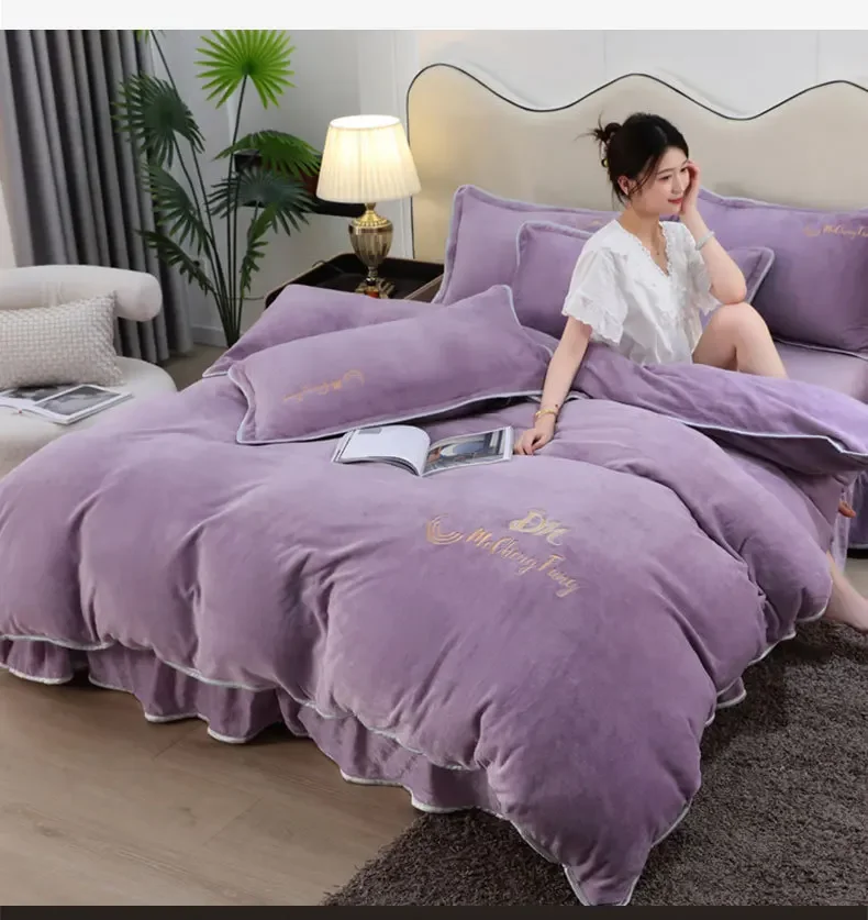 Зимнее постельное белье искусственная кожа толстый теплый плюшевый