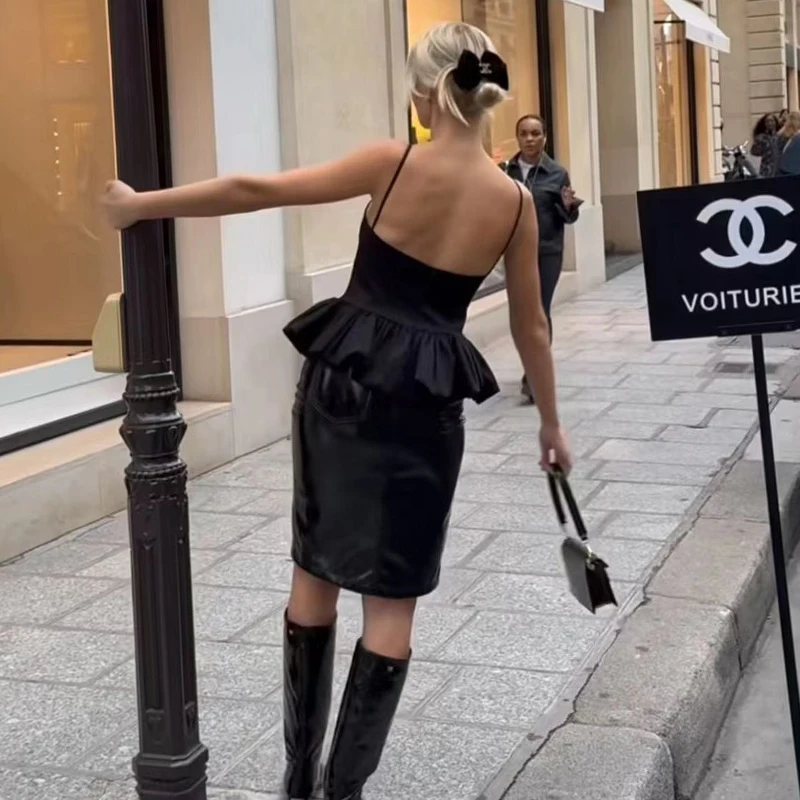 TRAF осенние новые женские топы на бретельках 2024 новый тонкий топ без рукавов