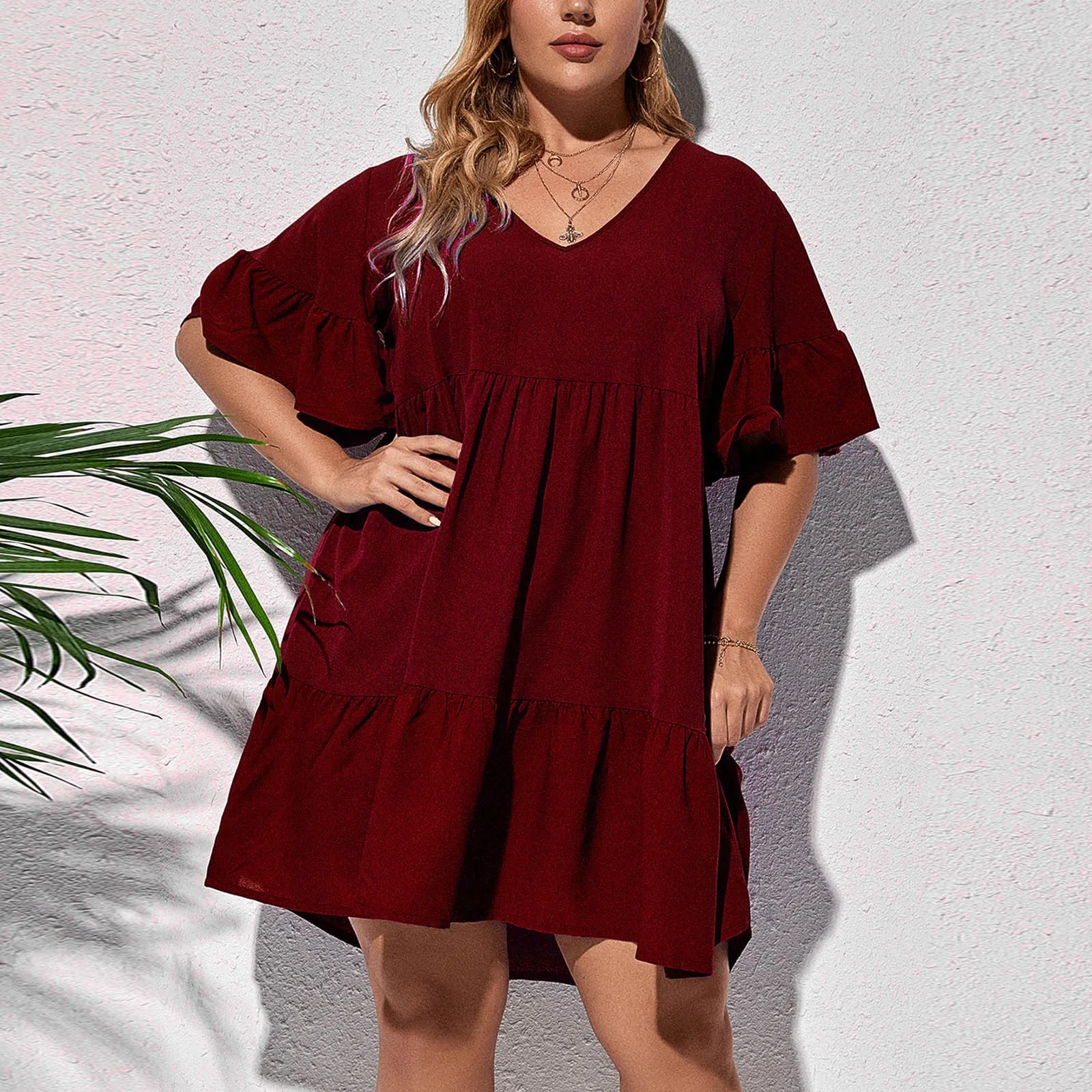 

Женское летнее Повседневное платье с V-образным вырезом и оборками на рукавах