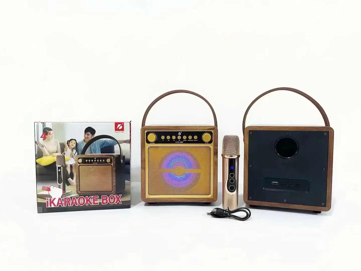 Фото Колонка KTS 4 дюйма, модель KTS-1687, для улицы, портативная, с Bluetooth, MP3-плеером, караоке, с микрофоном. №3