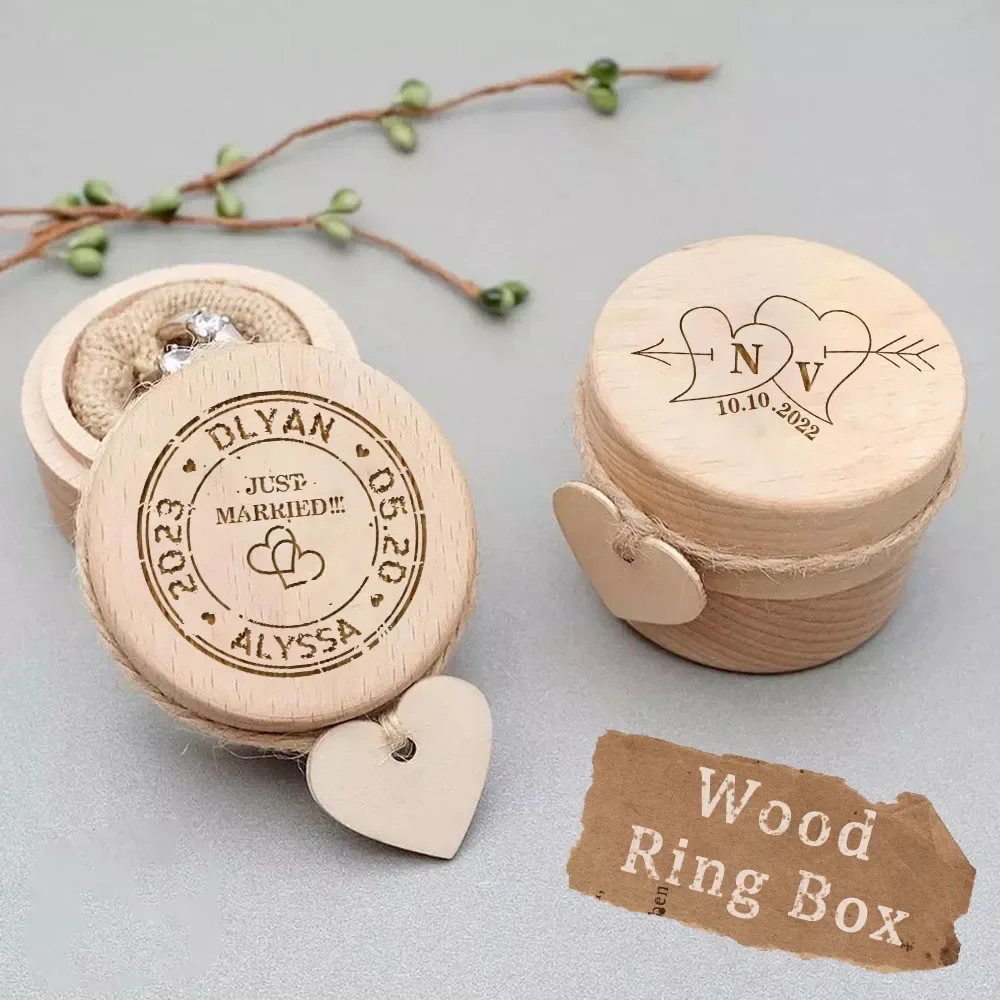 Персонализированный Деревянный держатель для свадебного кольца Индивидуальная