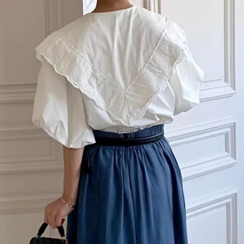 Нишевый дизайн женская блузка с острым воротником осень 2024 корейские шикарные