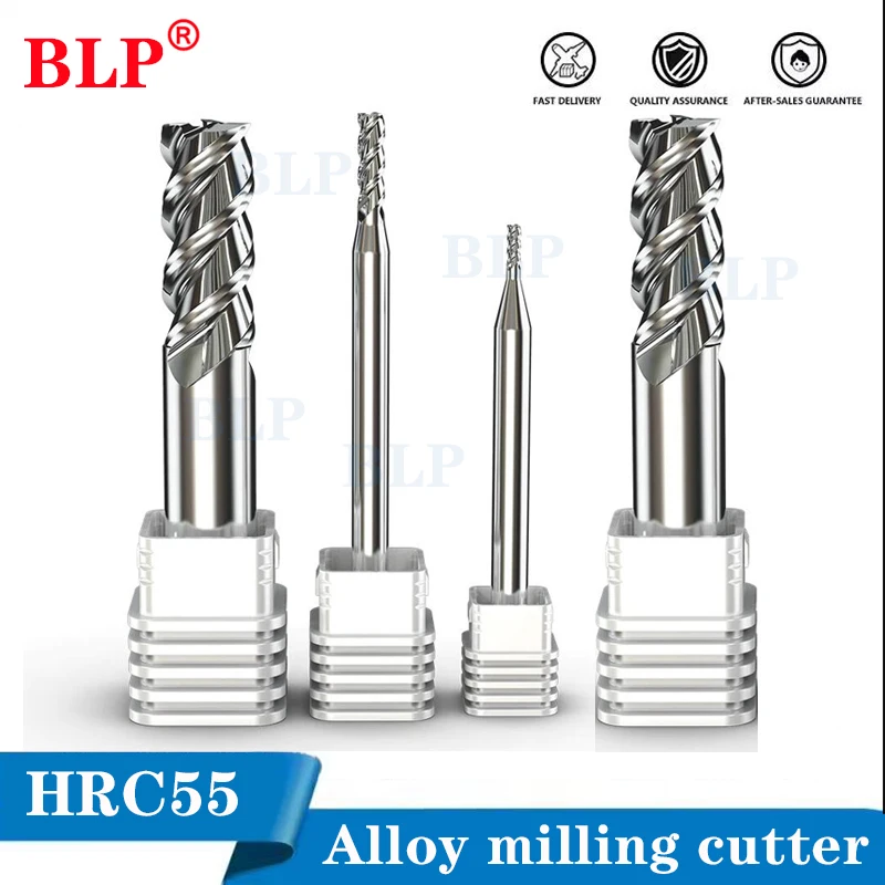 

HRC55 фреза из глянцевого алюминия, вольфрамовая сталь, 3-флейтовая фреза из медного алюминиевого сплава, концевая фреза 1-20 мм, зеркальная полит
