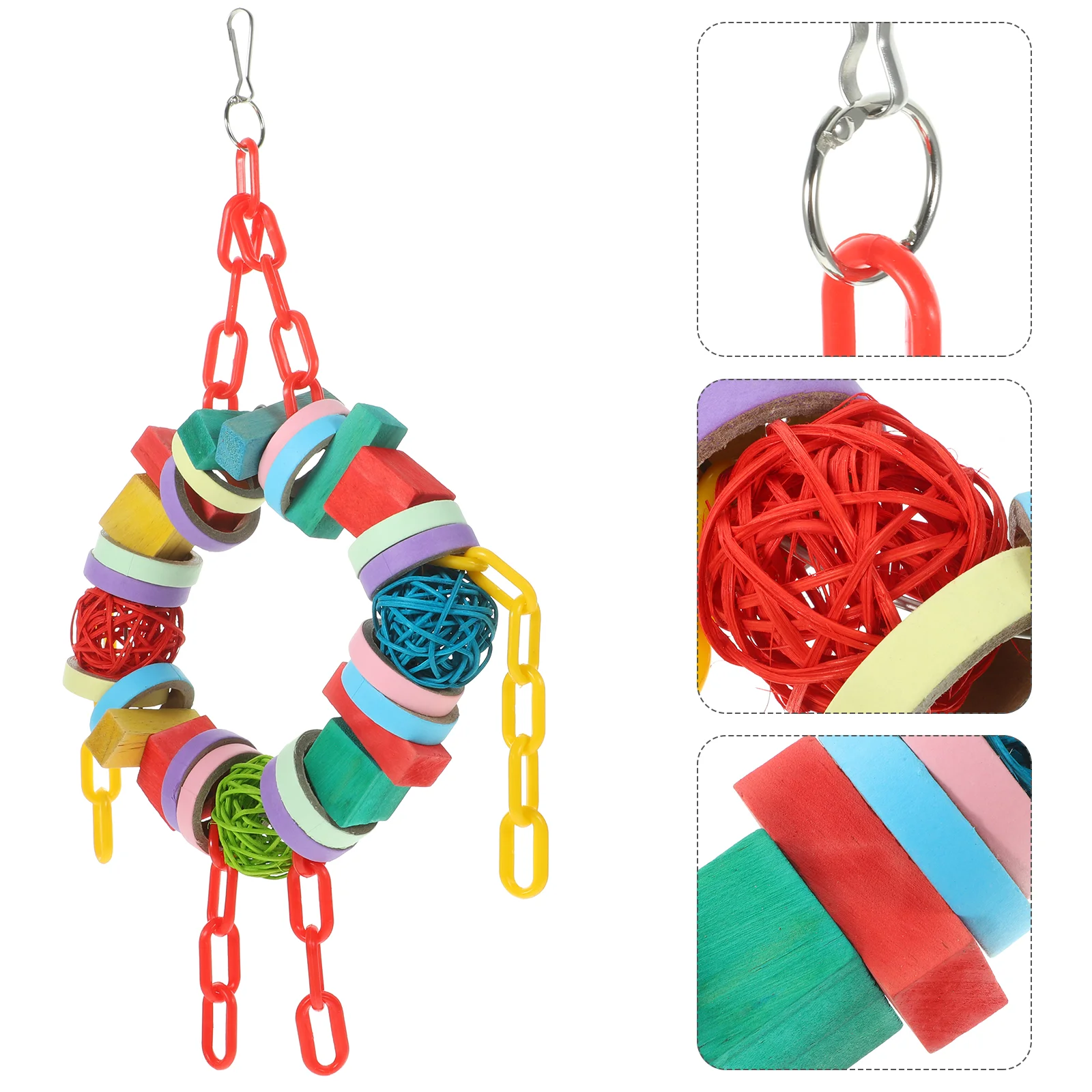 

Toys Bird Chew Parrot Cage Accessories Wooden Cockatiel Chewing Foraging Hanging