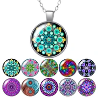 colorful flowers dots flowers photo silver color bronze pendant necklace glass cabochon woman girls jewelry birthday gift 50cm