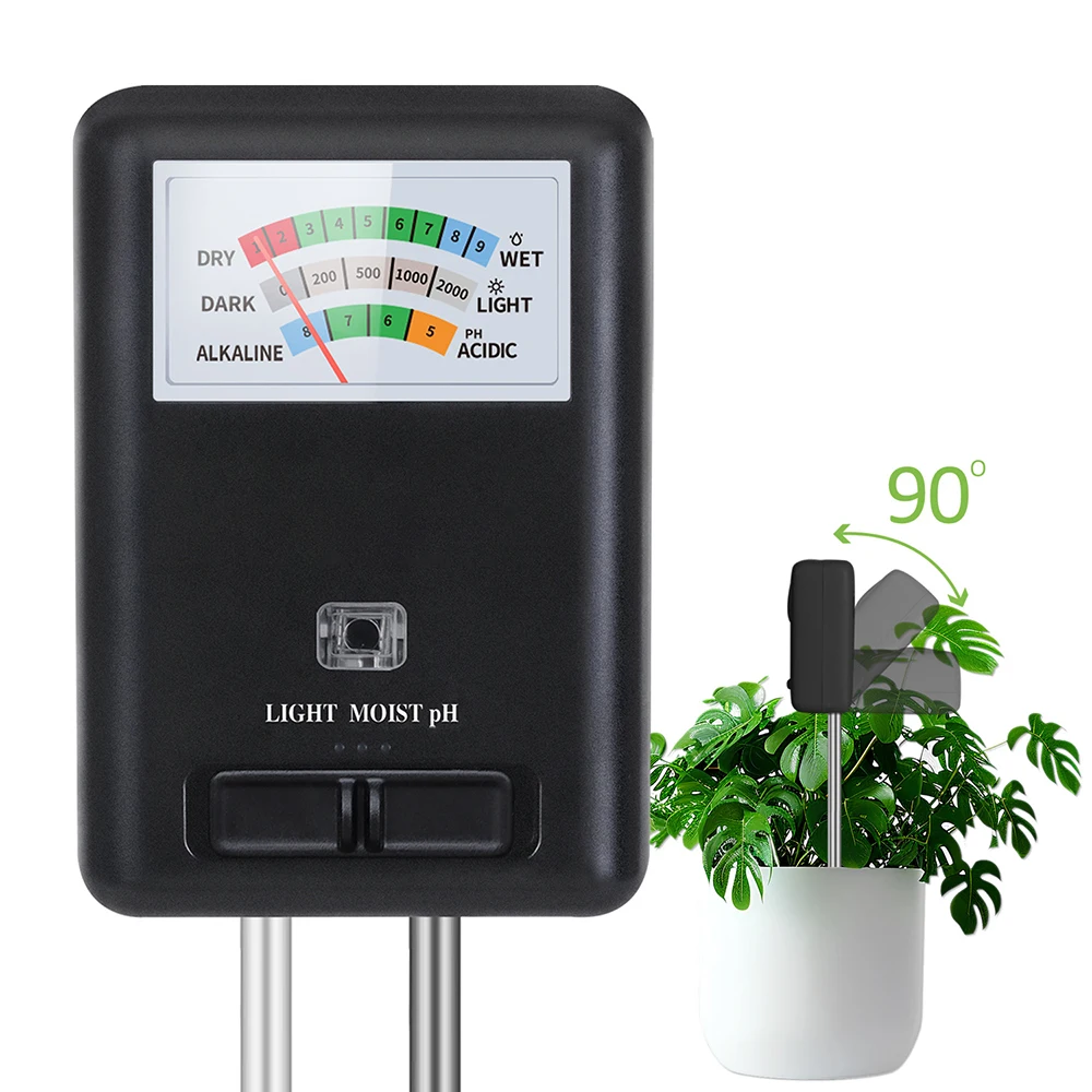 miernik wilgotności gleby 3 w 1 Tester światła i PH dla roślin domowych na zewnątrz ogrodzie trawnik farmy