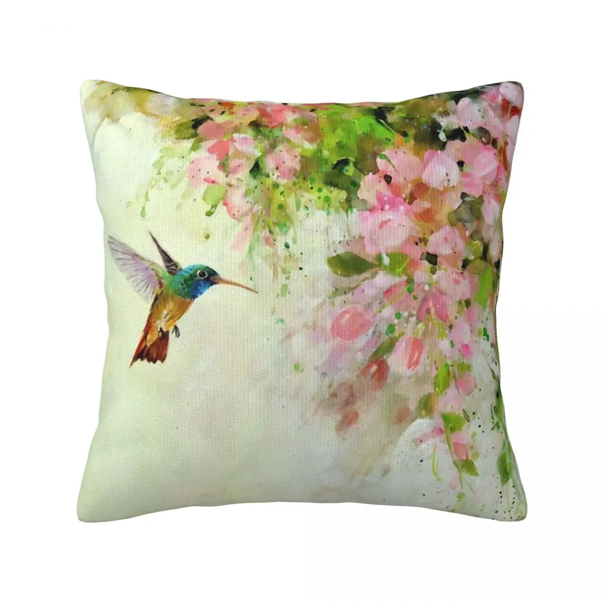 

Hummingbird Flower Floral Throw Pillow Cover Decorative Pillow Covers Home Pillows Shells Cushion Cover Zippered Pillowcase