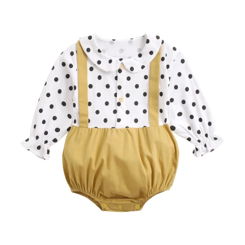 Spring & Autumn New Born Baby Items Newborn Clothes Baby Girl Bodysuit Long Sleeves Fashion Cotton Polka Dot Baby Girl Clothes