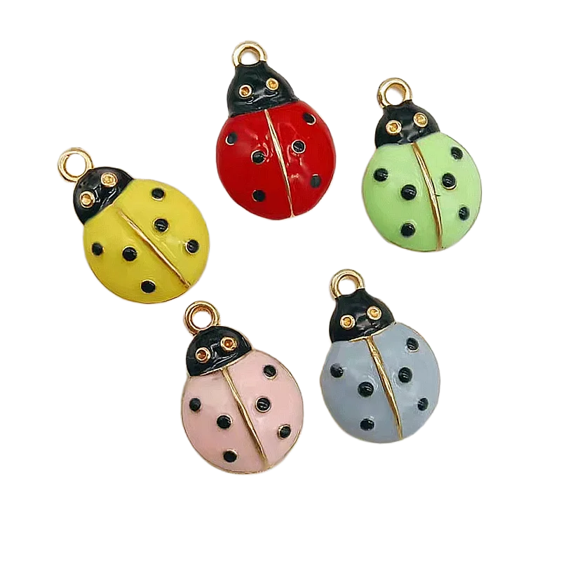 

10Pcs/lot Cute Ladybug Enamel Charms Beetle Pendant Beads For Jewelry Making Accessories DIY Earring Bracelet Necklace