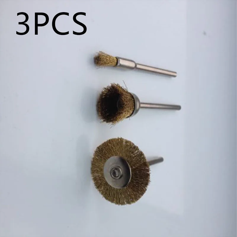 

3 Pcs Copper Wire Wheel Cup Brushes Bits Set Rust Paint Remover For Rotary Tool For Cleaning Deburring Dust Remove Hand Tools