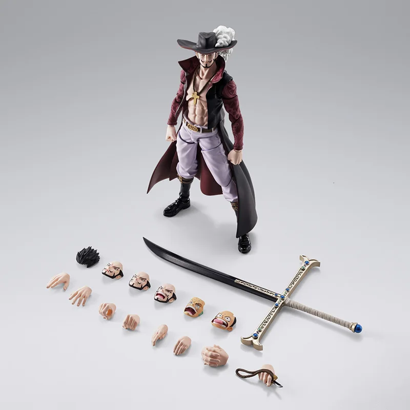 Фото В наличии 100% оригинальные Bandai S.H.Figuarts Shf Dracule Mihawk Hawkeye One Piece аниме фигурки модели коллекция игрушек №2