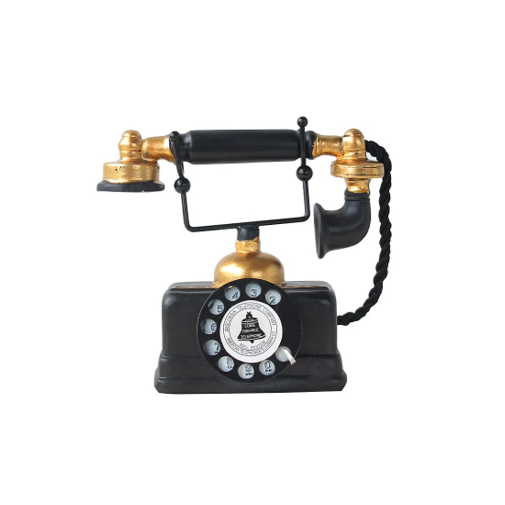 

Вращающийся телефон, гладкий поворотный телефон, антикварный телефон, черный, золотой, с рисунком, украшение для дома, офисный стол