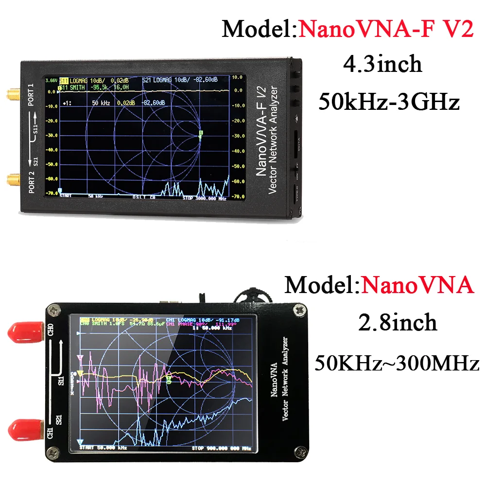 Векторный сетевой анализатор NanoVNA-F V2 с дисплеем IPS LCD 4,3 дюйма, спектром S-A-A-2, антенны для коротких волн HF VHF UHF.