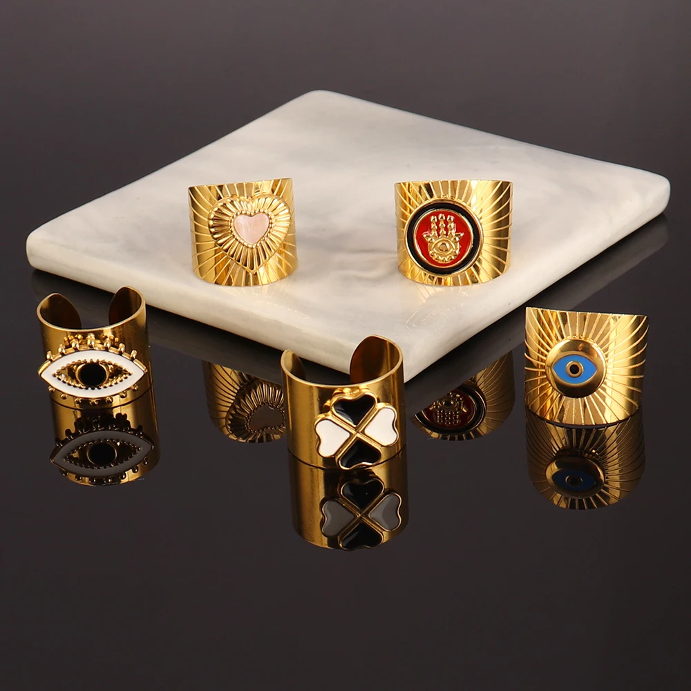 

Vintage Punk Eyes Ring Colorful Ring Open Rings For Women Rings Gold Colored Hip Hop Rock Culture Rings Jewelry Gift Wholesale
