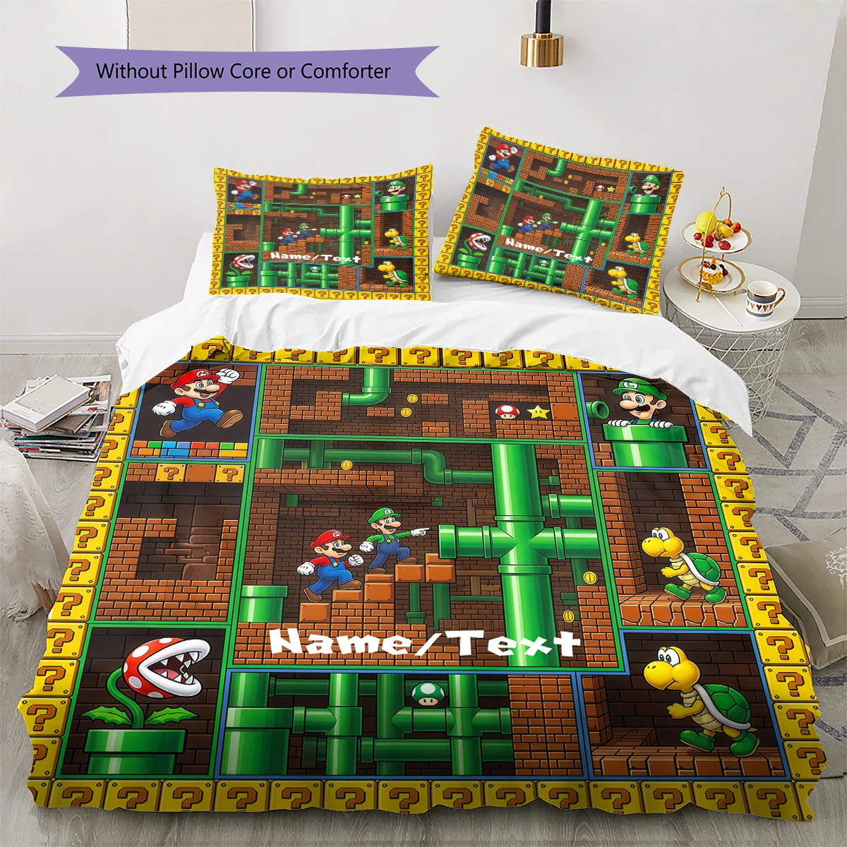 Фото Пододеяльник с индивидуальным дизайном Super Mario Puzzle (1 пододеяльник + 2 наволочки без наполнителя), размеры -HE189 №1