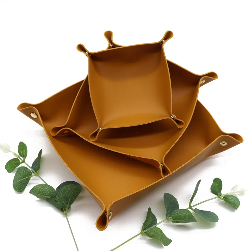 

Поднос для ключей из бытовой кожи, складная декоративная подставка для дома и рабочего стола, кошельки для ключей, монеты, Кожаный Складной ...