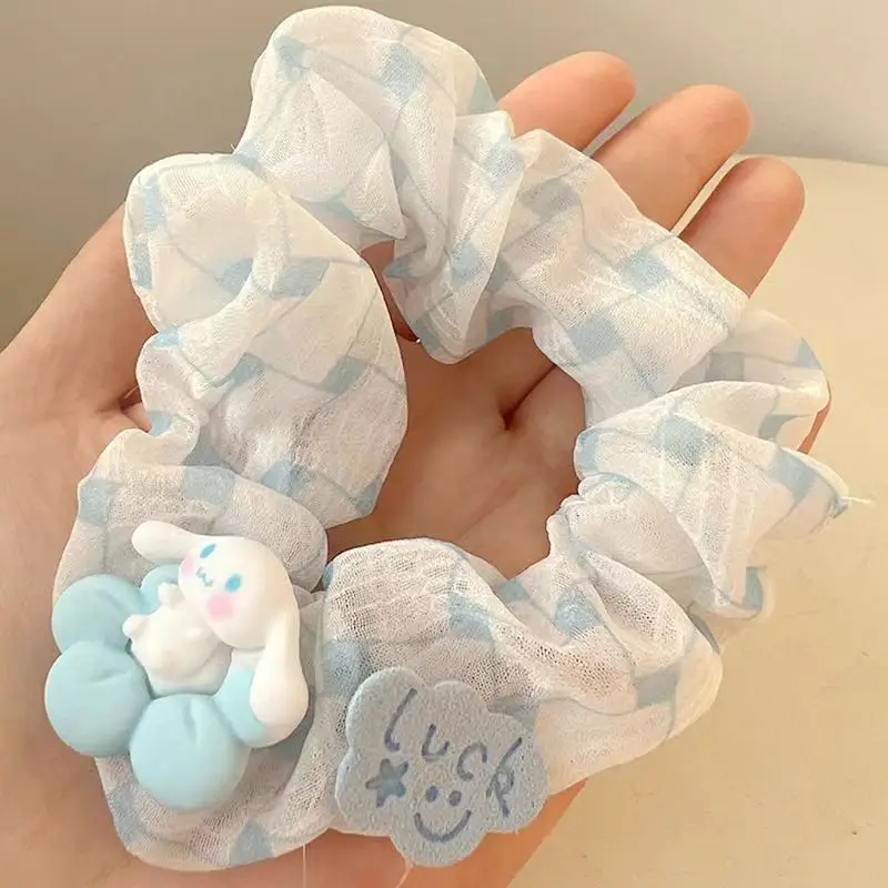 Фото Модная резинка для волос с принтом Cinnamoroll, милая мультяшная резинка для волос для подростков и женщин, нескользящая резинка для волос на каждый день, оптом, в подарок №3