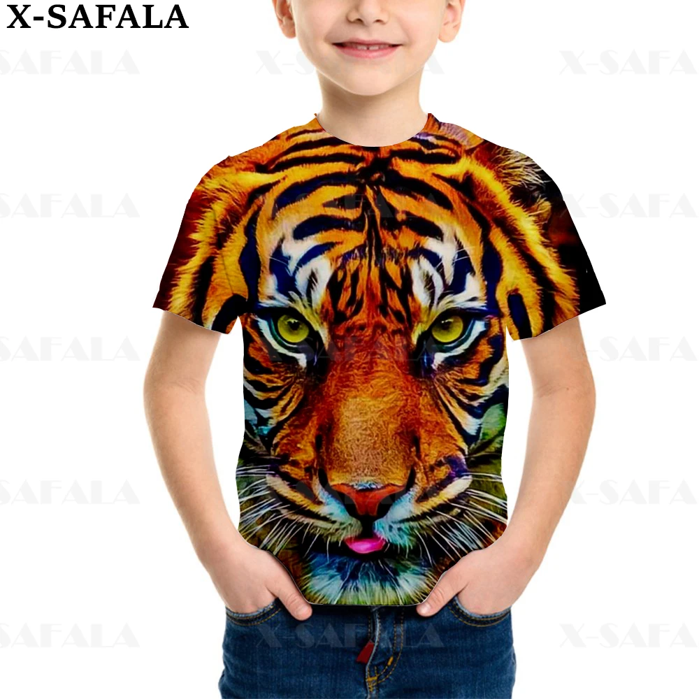 

Tiger Animal Viking Fire King Violent Kids Boys T Shirt Short Sleeves Tops Girls Children Clothing Summer Tee Toddler Clothes-14