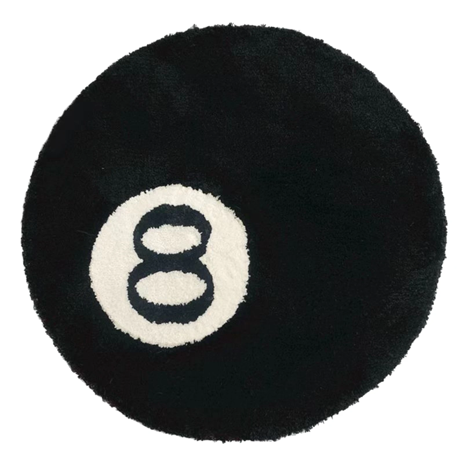 

Room Bedside Nursery Fuzzy Girls Boys Pool Decor Bedroom 8 Ball Round Rug Aesthetic Cute Soft White Black