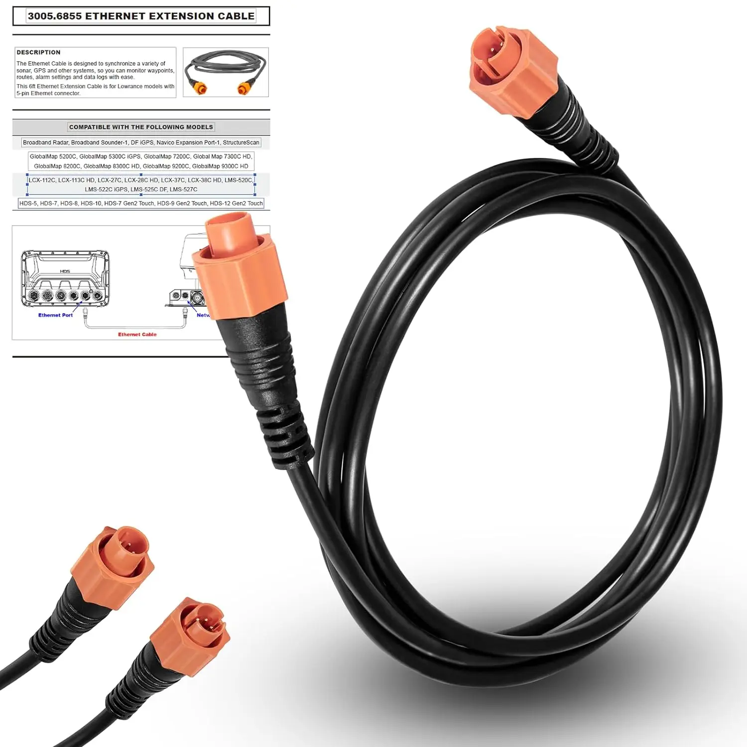 

Кабель Ethernet Lowrance, 6 футов, желтый