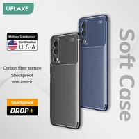 uflaxe original shockproof soft silicone case for vivo y76 y52 y72 y75 5g y53s y50 y51 carbon fiber back cover casing