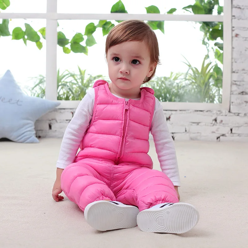 2022 Winter Children's Overalls Thick Autumn Baby Girls Jumpsuits Cotton Boys Trap Pants Windproof Toddler Kids Trousers Clothes