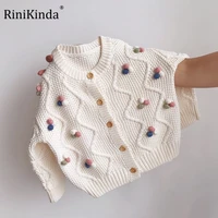 rinikinda autumn winter kids baby girls full sleeve single breated top outwear toddler children knit clothes flocking sweater