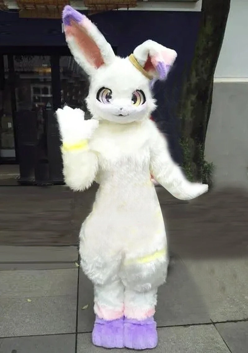 Husky Fox Mid-Length Fur All-in-One Mascot Costume Walking Halloween Suit Furry Cosplay Costume