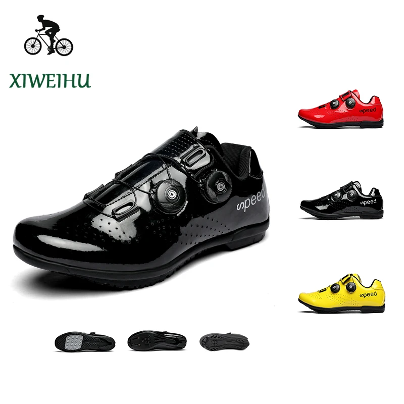 

XIWEIHU Professional Glossy Road Bike Cycling Shoes MTB RB Men Sneakers Locked Carbon Fiber Cleat Bicycle Riding Breathable