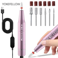 yoke fellow 3000035000rpm electric nail drill machine portable usb low noise manicure milling cutter nail file home salon use