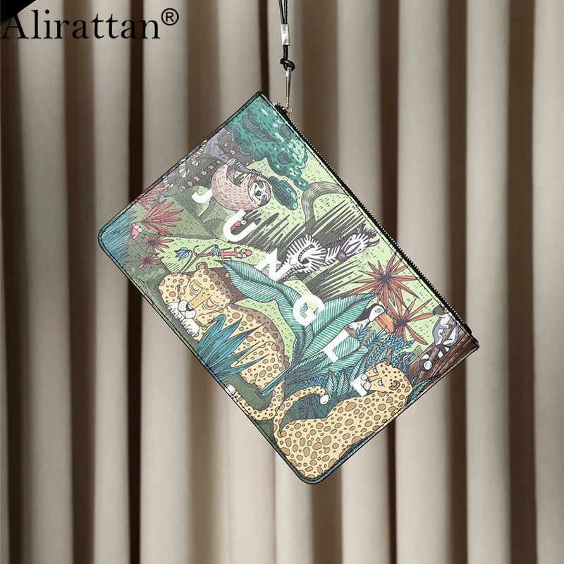 

Alirattan Новая сумка-клатч из искусственной кожи с принтом для женщин, модная дизайнерская дамская сумка на запястье, Повседневная Сумочка для ...