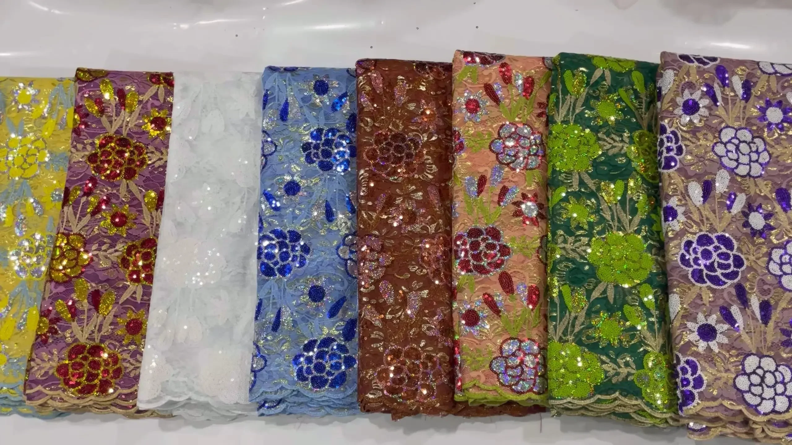 Новинка 2024 высокое качество французское Тюлевое кружево с блестками африканская