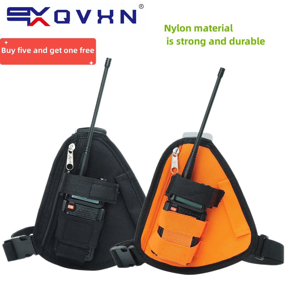 QVXN-Bolsa táctica portátil para walkie-talkie, bolsillo para interfono, bolsa de transporte para caza y Camping. chest rig