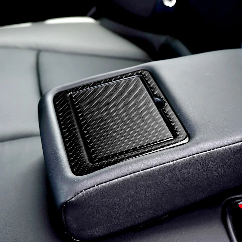 

Carbon Fiber Car Rear Cup Holder Panel Modification Cover Trim Strips Stickers For Infiniti Q50 Q60 Car Inner Accessories