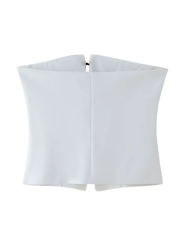 Женский топ на шнуровке без бретелек с открытой спиной и бантом