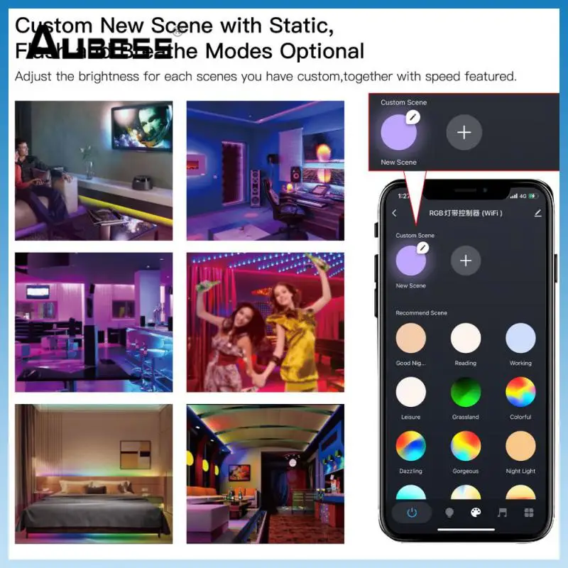 

Voice Control Smart Lamp Dc 12v Dimmable Rgb Strip Light Music Sync Smart Life App Control Led Light Strip Smart Home