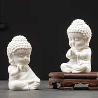 1 / 2 Pcs Ceramic Whiteware Buddha Statues Creative Small Monk Home Clubgeomantic Decoration Living Room Zen Buddha Ornament