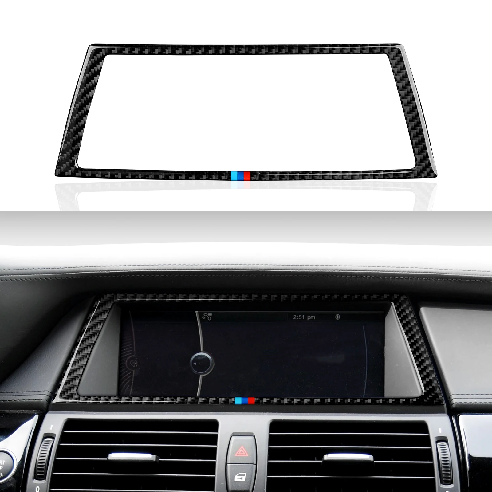 

Car Display Screen Monitor Frame Decal Carbon Fiber Trim Sticker fits for BMW X5 E70 X6 E71 2007-2014 Accessories