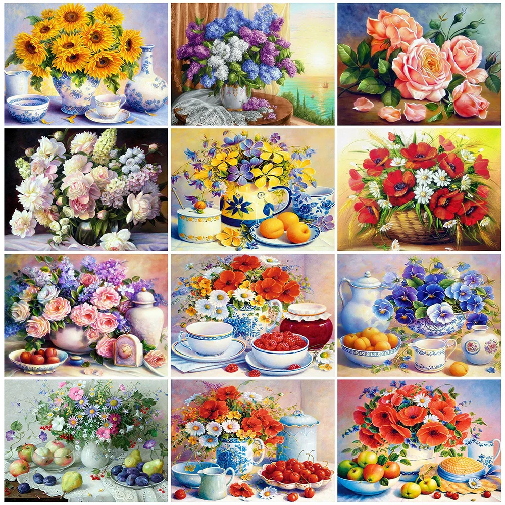 

Алмазная живопись HUACAN, цветы, ваза, 5D DIY, искусственная вышивка, наборы для украшения дома