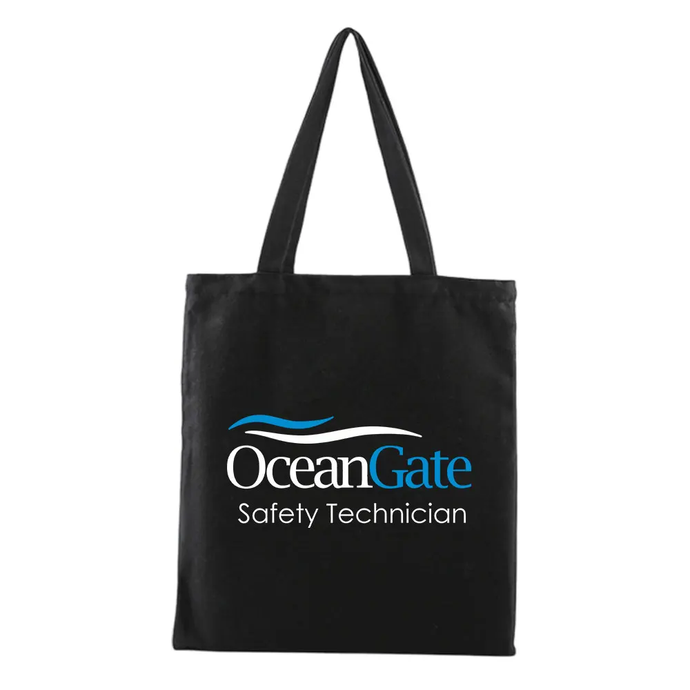 Фото Сумка-тоут из холщовой ткани с принтом Kpop OceanGate Safety Technician, повседневная женская сумка для студентов, сумка на плечо на молнии №2