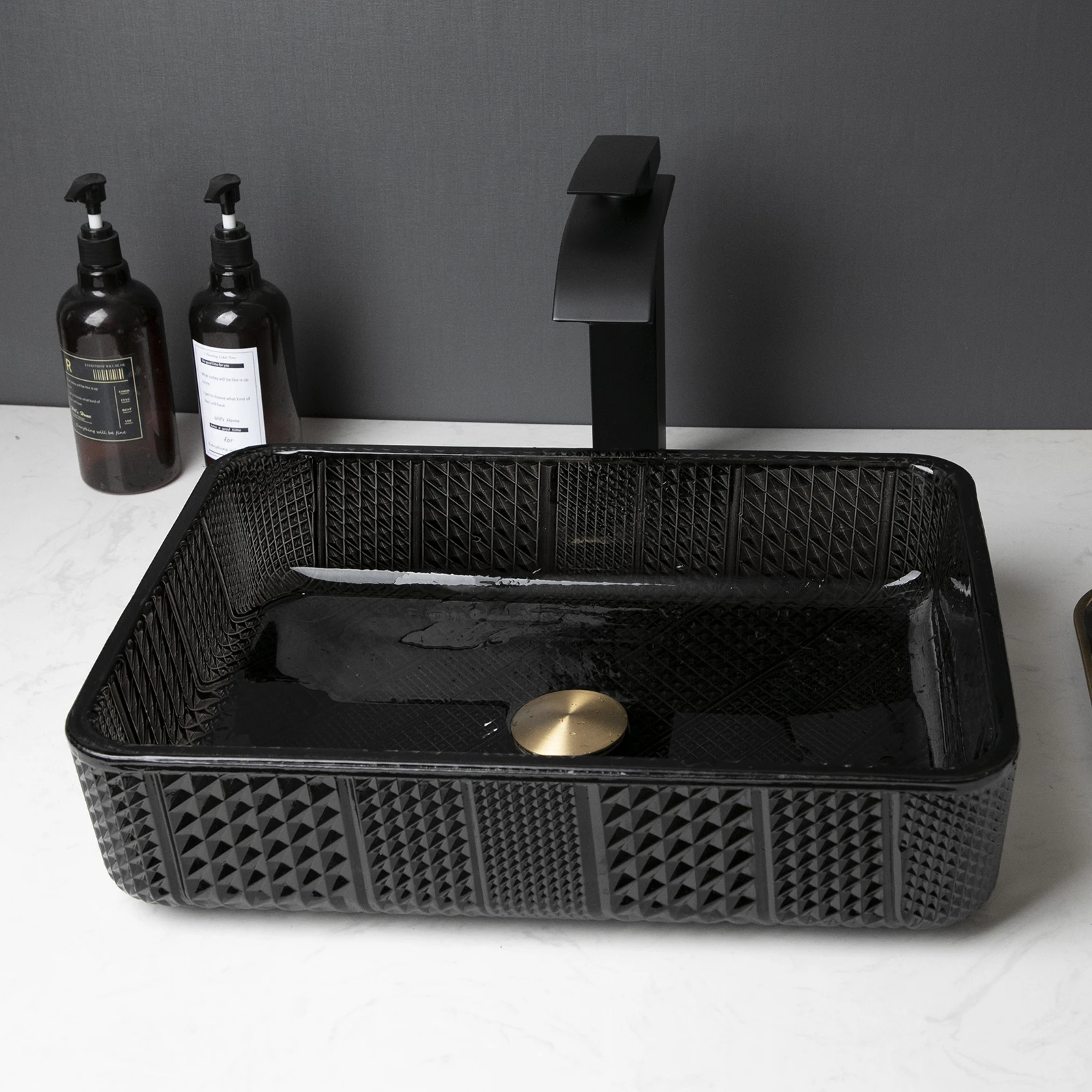 

Раковина MEKKHALA стеклянная черная прямоугольная