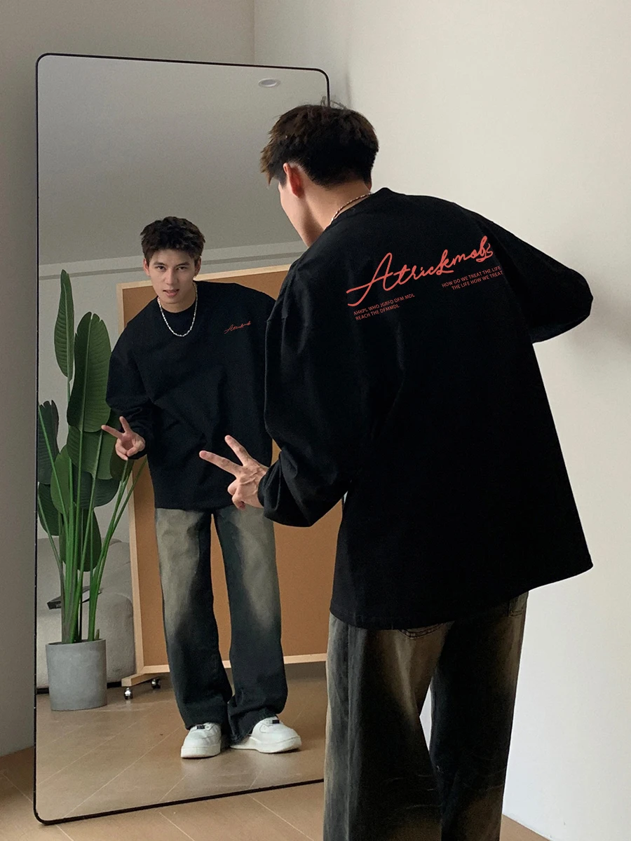 Черная рубашка с длинными рукавами мужская осенне-зимняя новая американская