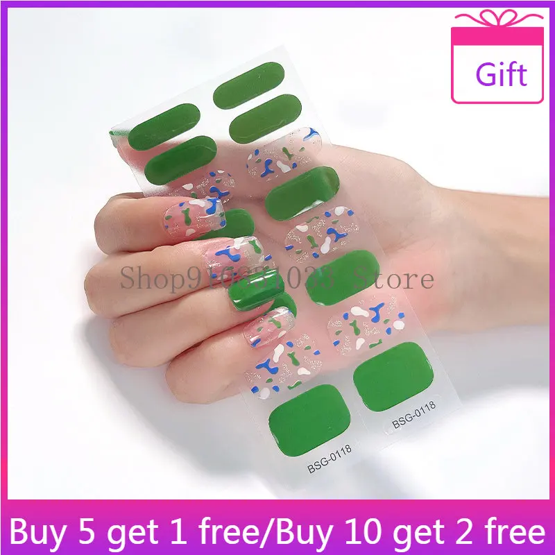 

2023 New Semi Cured Gel Nail Polish Strips Adhesive Full Wrap Gel Nail Art Stickers Waterproof Gel Nail Wraps Stickers