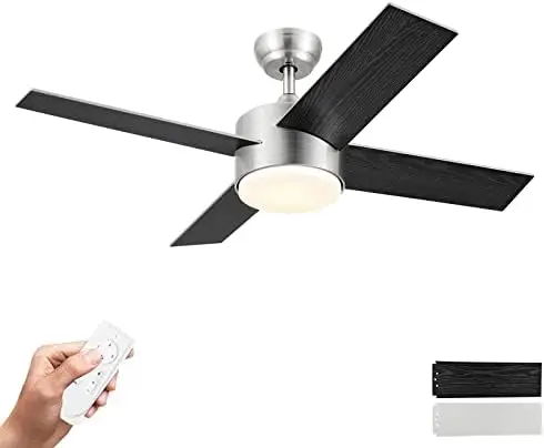 

inch Black Ceiling Fans with Lights and Remote, Low Profile, Modern, Ceiling Fan, Bedroom, Indoor, Outdoor, Home, Fandelier, LED