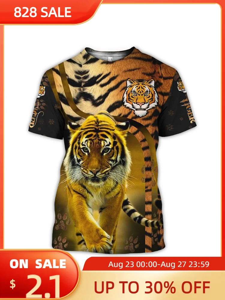 

2022 New Tiger 3D Digital Print T-Shirt Summer Tiger Head Trend Short Sleeve Fun Street Style O-Neck Men's Oversized Shirt 6xl